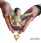 CERAMICZNE GŁOWY ANIELSKIE ZE ZŁOTYM SERCEM