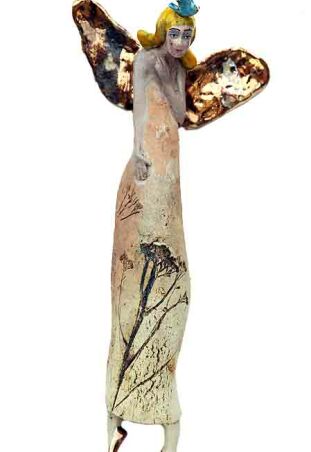 ANIOŁ O SKRZYDŁACH TURMALINOWYCH Z NIEBIESKIM PTAKIEM