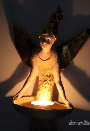 ANIOŁ TURMALINOWY  SPOKOJNY ŚWIECZNIK