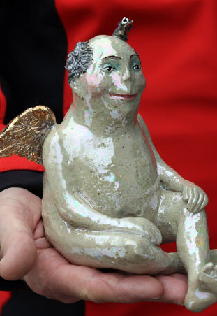 ANIOŁ SIKULEC ZE SREBRNYM PTAKIEM