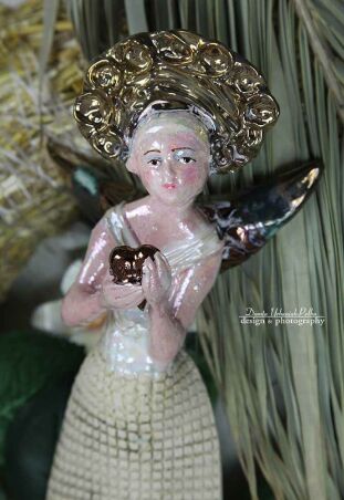 ANIOŁ  TURMALINOWY Z MIEDZIANYM SERCEM