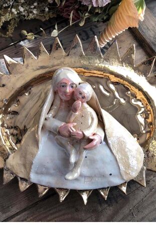 KAPLICZKA-KAFEL  MADONNA Z DZIECIĄTKIEM