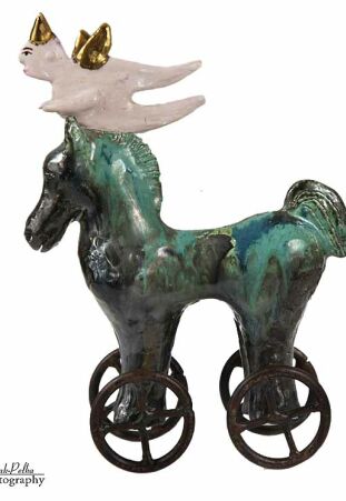 KOŃ NIEBIESKI Z ANIOŁEM PŁYNĄCYM