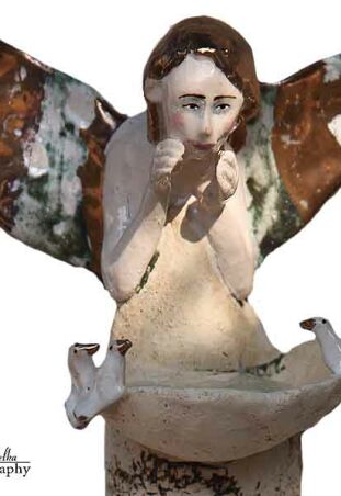 ANIOŁ TURMALINOWY   ZE ZŁOTYMI  PTAKAMI