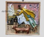 MĘŻCZYZNA PORANNY Z JAMNIKIEM - KAFEL CERAMICZNY