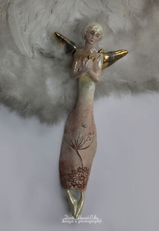 ANIOŁ TURMALINOWY Z PODWÓJNYM SERCEM