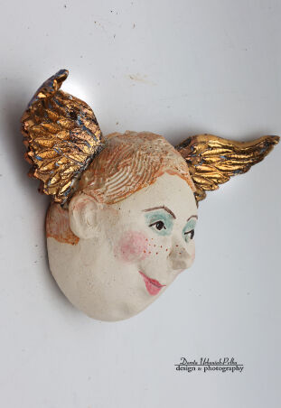 CERAMICZNA GŁOWA ANIOŁA - PUTTO